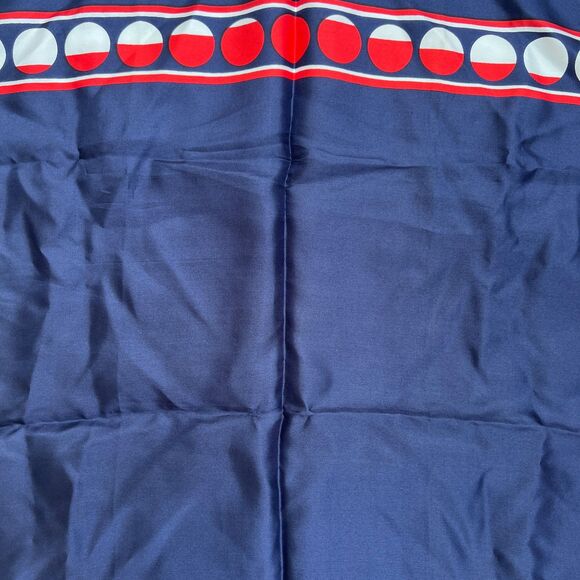 Pierre Cardin Red Whit Blue  Silk dots square Vintage Scarf 26" x 26" USA 250th - Picture 5 of 8